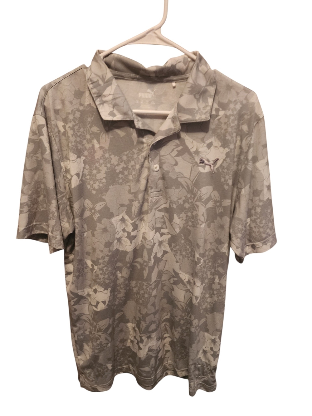 Puma Men’s Gray Floral Polo Shirt